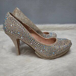 De Blossom Collection Robin-111 Classic Rhinestone Sparkle Pumps Shoes, 8.5